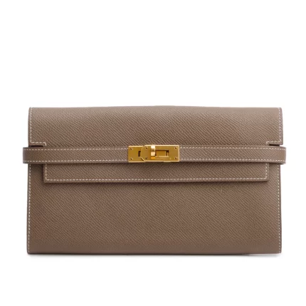 Etoupe Epsom Leather Classic Kelly Longue Wallet