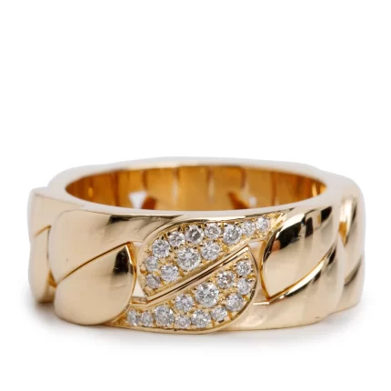 18k Yellow Gold Diamond La Dona Ring, Size 55 7.25