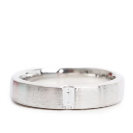 The Charles Setting Platinum & Baguette Diamond 5 MM Satin Finish Ring, Size 8 w/ Box