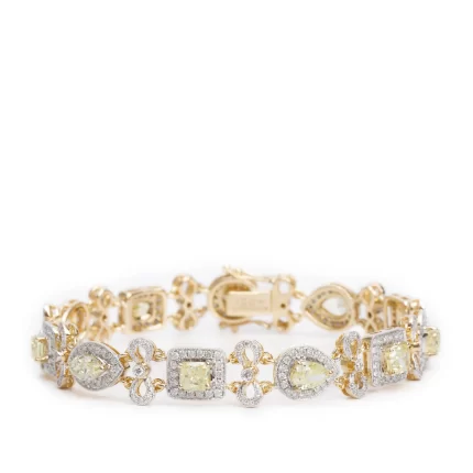 14k Yellow Gold 6.96 tcw. Yellow & White Diamond Bracelet
