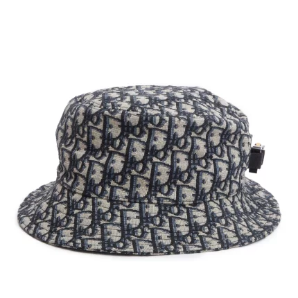 Navy Oblique Buckle Bucket Hat, Size M w/ Box