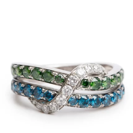 Effy 14k White Gold Multicolor Diamond Ring, Size 7