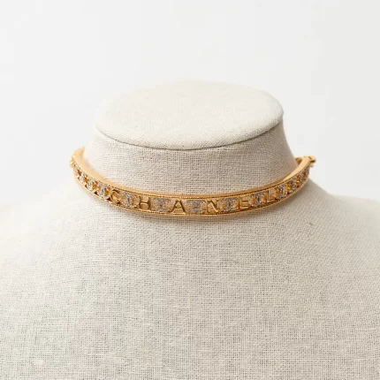 Pre-Loved Chanel™ Gold Tone Embellished Crystal Choker Necklace