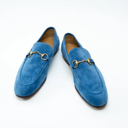 Gucci Blue Suede Horsebit Loafers Size 10.5