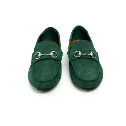 Gucci Green Suede Horsebit Loafers Size 42