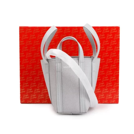 Silver Sparkling Fabric Everyday XS North-South Tote w/ Box