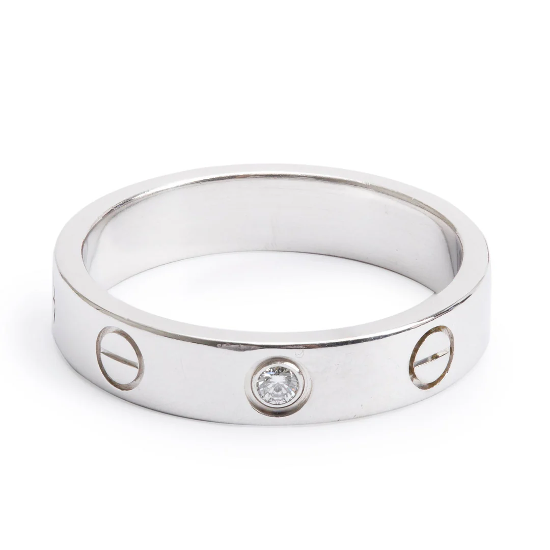 Cartier-18k-White-Gold-1-Diamond-4-MM-Love-Wedding-Band-Ring-Size-51-5_75-w-Certificate