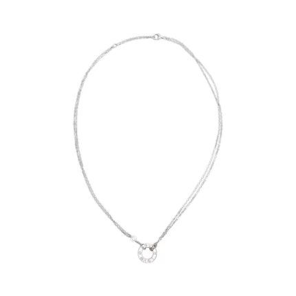 18k White Gold 2 Diamond Love Pendant Necklace w/ Box