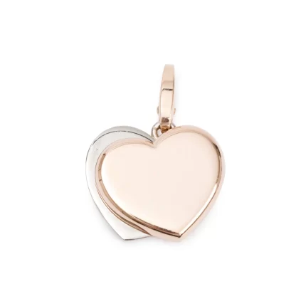 Vintage 18k White & Rose Gold Double Heart Charm