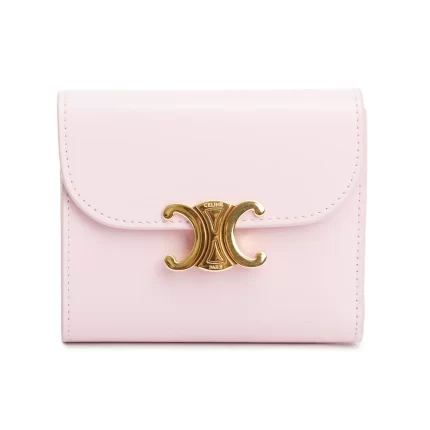 Pink Shiny Calfskin Leather Triomphe Compact Wallet