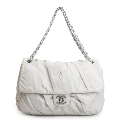 Netral Glazed Calfskin Leather Twisted Maxi Flap Bag