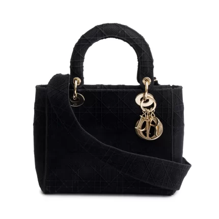 2020 Black Toile De Jouy Embroidery Medium Lady D-Lite Bag w/ Strap