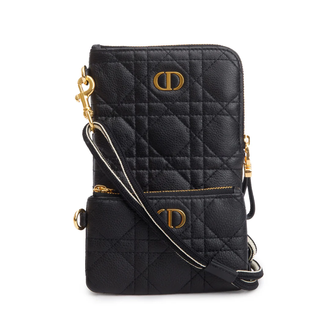 Christian-Dior-2021-Black-Quilted-Leather-Caro-Multifunctional-Pouch-w-Box
