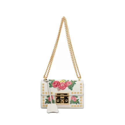 Embroidered Studded Small GG Padlock Shoulder Bag