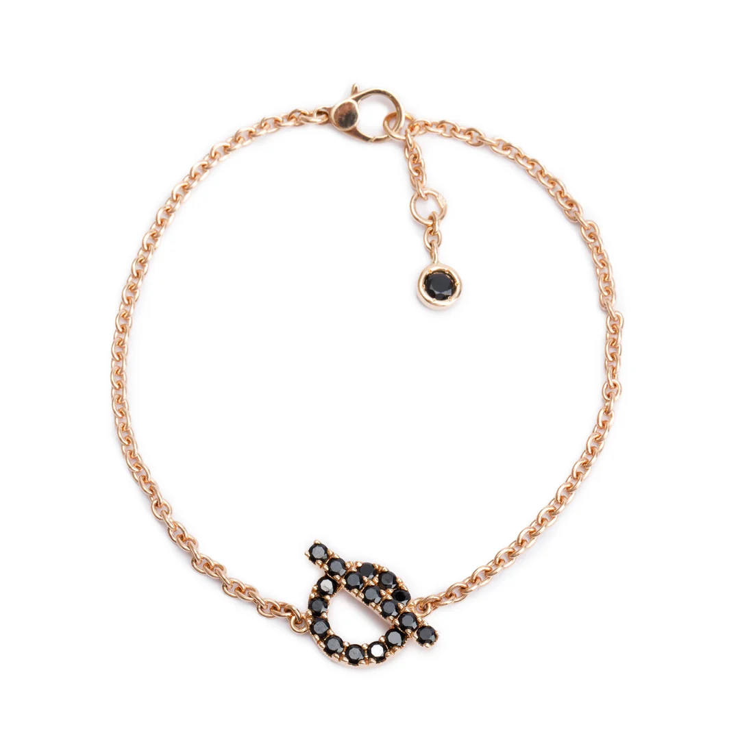 Hermes-18k-Rose-Gold-Black-Spinel-Finesse-Bracelet-w-Box