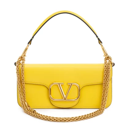 Yellow Calfskin Leather Vlogo Loco Shoulder Bag
