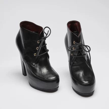 Pre-Loved Chanel™ Lace Up High Heel Ankle Boots Size 35