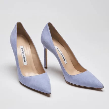Manolo Blahnik BB Violet Suede Pointed Toe Pumps Size 38