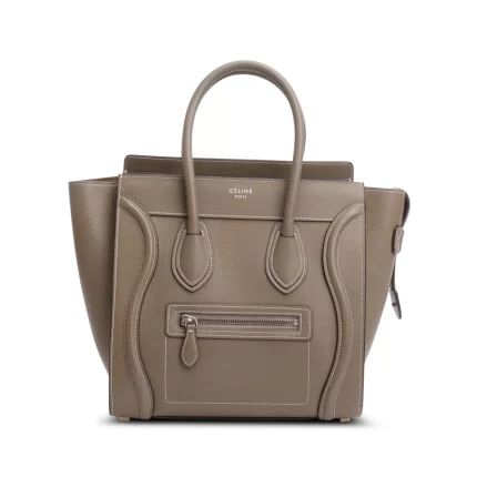 Taupe Calfskin Micro Luggage Tote