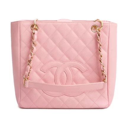 Pink Caviar Leather Petite Shopping Tote