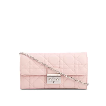 Pink Cannage Leather Miss Dior Promenade Chain Wallet