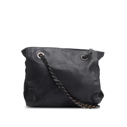 Black Nappa Leather & Tessuto Nylon Catena Bag