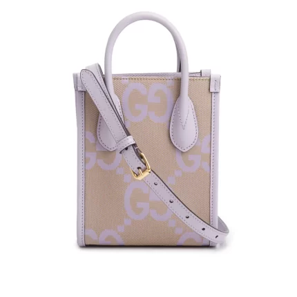 Purple Monogram Jumbo GG Textured Dollar Calfskin Mini Tote Bag w/ Strap