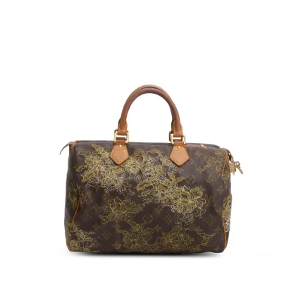 Gold Monogram Dentelle Speedy 30