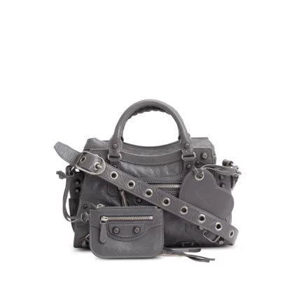 Grey Agneau Leather Neo Cagole XS City Bag w/ Strap