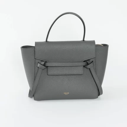 Grained Calfskin Grey Mini Belt Bag