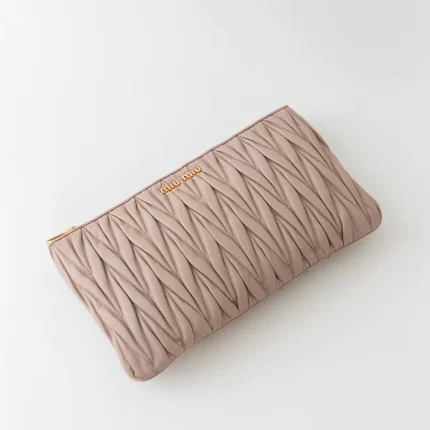 Blush Pink Zip Leather Clutch