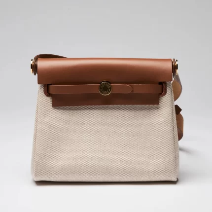 Hunter Cowhide and Ecru Toile Herbag Mini 20