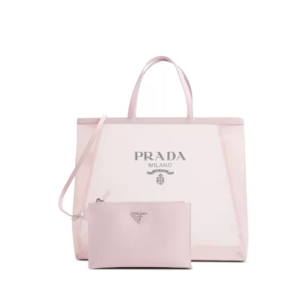 Pink Sequin Mesh Large Tote Bag w/ Pouch & Authenticity Card