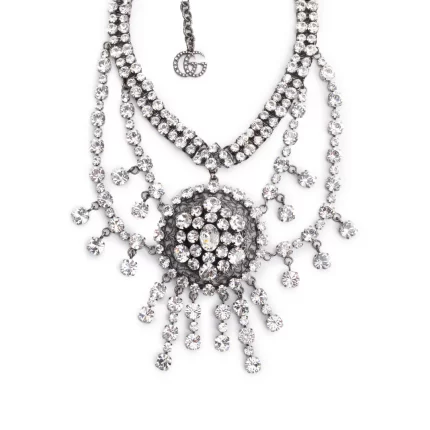 Silver-Plated Crystal Statement Necklace