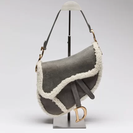 Suede and Shearling Saddle Bag